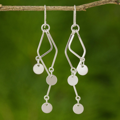 Sterling silver dangle earrings, 'Wind Chime' - Sterling silver dangle earrings