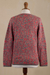 Cotton cardigan, 'Miraflores Joy' - Jacquard Pattern 100% Cotton Orange Cardigan from Peru