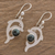 Jade dangle earrings, 'Dark Green Dolphin' - Dolphin-Shaped Dark Green Jade Earrings from Guatemala