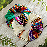Scrunchies, 'Andes Fantasy Duo' (set of 2) - Set of 2 Peruvian Scrunchies with Andean Patterns