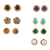 Aretes con piedras preciosas (juego de 7) - Aretes chapados en oro con varias piedras preciosas (juego de 7)