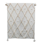 Cotton throw blanket, 'Plush Dreams' - Grey and White Knitted Cotton Throw from India