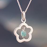 Amazonite pendant necklace, 'Sweet Petals' - Flower-Shaped Amazonite Pendant Necklace from Peru