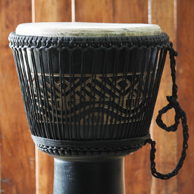Tambor djembé de madera - Tambor Djembé de madera con símbolos Kente
