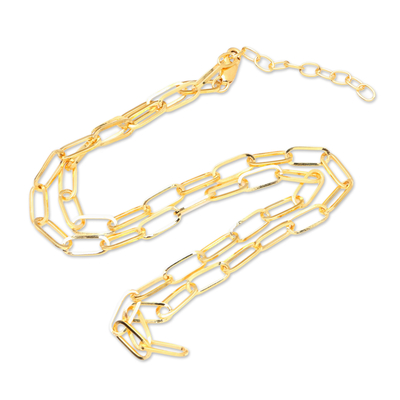 Vergoldete Halskette - Balinesische Halskette aus 18 Karat vergoldetem Sterlingsilber