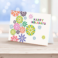 Holiday greeting cards, 'Radiant Snowfall' (set of 10) - Happy Holidays Snowflakes Greeting Cards (Set of 10)