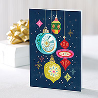 Holiday greeting cards, 'Ornaments of the Season' (set of 12) - Christmas Ornaments Holiday Greeting Cards (Set of 12)