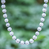 Cultured pearl and lapis lazuli strand necklace, 'Cherished'