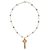 Gold plated cultured pearl pendant necklace, 'Faithful Soul in Pink' - Gold Plated Cultured Pearl Pink Cross Necklace from Thailand thumbail