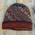 100% baby alpaca knit hat, 'Andean Style' - Unisex 100% Baby Alpaca Knit Hat in Aqua and Orange (image 2) thumbail