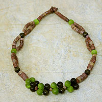 Bauxite and cat's eye beaded necklace, 'Woman's Wisdom' - Bauxite and Cat's Eye Beaded Necklace