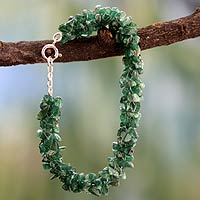 Aventurine beaded bracelet, 'Evergreen' - India Beaded Jewelry Hand Made Bracelet with Aventurine