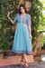 Cotton midi dress, 'Jaipur Heritage' - Handloomed Blue Cotton Dress from India