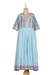 Cotton midi dress, 'Jaipur Heritage' - Handloomed Blue Cotton Dress from India