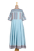 Cotton midi dress, 'Jaipur Heritage' - Handloomed Blue Cotton Dress from India