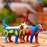 Recycled flip-flop sculpture, 'Eco Cat'  - Handcrafted Recycled Flip-Flop Cat Sculpture
