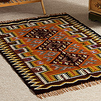 Wool rug, 'Andean Zigzags' (2.5x4) - Handwoven Geometric Motif  Earthtone Wool Rug (2.5 x 4)