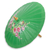 Cotton and bamboo parasol, 'Blossoming Lanna in Green' - Hand-painted Cotton and Bamboo Parasol