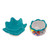Ceramic flower pot, 'Talavera Eden in Teal' - Handcrafted Floral Ceramic Pot with Saucer in a Teal Hue (image 2d) thumbail