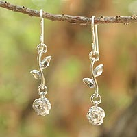 Sterling silver dangle earrings, 'Garland' - Thai Sterling Silver Dangle Earrings