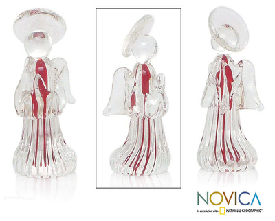Estatuilla de cristal artístico, 'Ángel del amor' - Estatuilla de protección del ángel de cristal inspirada en Murano