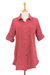 Cotton shirt, 'Intense Pintucks' - Rusty Rose Button-Up Cotton Gauze Shirt from Thailand thumbail