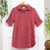 Cotton shirt, 'Intense Pintucks' - Rusty Rose Button-Up Cotton Gauze Shirt from Thailand (image 2d) thumbail