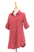 Cotton shirt, 'Intense Pintucks' - Rusty Rose Button-Up Cotton Gauze Shirt from Thailand (image 2e) thumbail