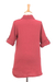 Cotton shirt, 'Intense Pintucks' - Rusty Rose Button-Up Cotton Gauze Shirt from Thailand (image 2f) thumbail
