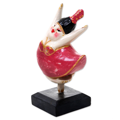 Wood statuette, 'Ballet Dancer II' - Artisan Crafted Wood Statuette of Ballerina from Bali