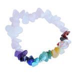 Multi-gemstone beaded stretch bracelet, 'Rosy Chakra' - Handcrafted Gemstone Chakra Bracelet