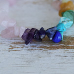 Multi-gemstone beaded stretch bracelet, 'Rosy Chakra' - Handcrafted Gemstone Chakra Bracelet