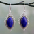 Lapis lazuli dangle earrings, 'Indian Ocean' - Sterling Silver Earrings with Deep Blue Lapis Lazuli Gems
