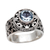 Anillo de cóctel con topacio azul - Anillo de cóctel de loto de plata de ley 925 con topacio azul hecho a mano