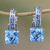 Blue topaz dangle earrings, 'Buddha Hoops' - Blue Topaz and Sterling Silver Dangle Earrings from Bali (image 2) thumbail