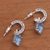 Blue topaz dangle earrings, 'Buddha Hoops' - Blue Topaz and Sterling Silver Dangle Earrings from Bali (image 2b) thumbail