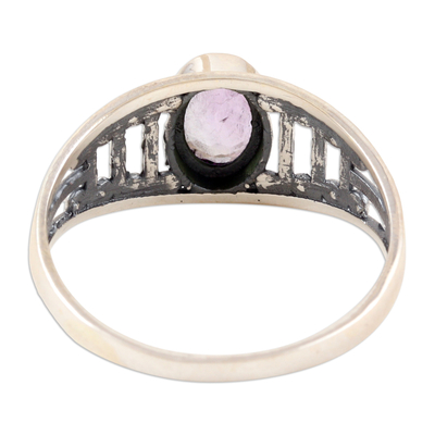 Amethyst single stone ring, 'Wise Dazzle' - Sterling Silver Single Stone Ring with 1-Carat Amethyst Gem