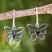 Sterling silver dangle earrings, 'Butterfly Chic' - Sterling Silver Butterfly Dangle Earrings from Thailand