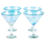 Handblown martini glasses, 'Waves of Glamour' (set of 4) - Set of 4 Turquoise and White Martini Glasses from Mexico