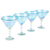 Handblown martini glasses, 'Waves of Glamour' (set of 4) - Set of 4 Turquoise and White Martini Glasses from Mexico