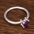 Amethyst solitaire ring, 'Loving Embrace' - Amethyst Birthstone Solitaire Ring from Mexico