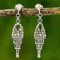 Sterling silver chandelier earrings, 'Ballroom Chandeliers' - Sterling Silver Drop Shape Chandelier Earrings from Thailand