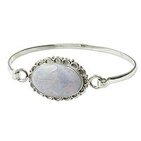 Jade bangle bracelet, 'Lilac Forest Princess' - Jade bangle bracelet