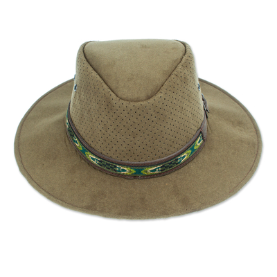 Leather hat, 'Classic Look in Olive' - Handcrafted Olive Leather Hat from Mexico