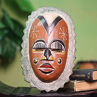Ghanaian wood mask, 'Center of Beauty' - African Wood Mask