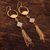 Gold plated drusy quartz and labradorite waterfall earrings, 'Lovely Cascade' - Gold Plated Drusy Quartz and Chalcedony Waterfall Earrings