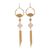 Gold plated drusy quartz and labradorite waterfall earrings, 'Lovely Cascade' - Gold Plated Drusy Quartz and Chalcedony Waterfall Earrings