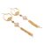 Gold plated drusy quartz and labradorite waterfall earrings, 'Lovely Cascade' - Gold Plated Drusy Quartz and Chalcedony Waterfall Earrings