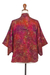 Batik rayon kimono jacket, 'Red Vine' - Red Hand-Stamped Batik Rayon Kimono Jacket from Bali (image 2g) thumbail