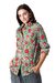 Camisa de algodón con estampado floral - Camisa de algodón estampada con botones
